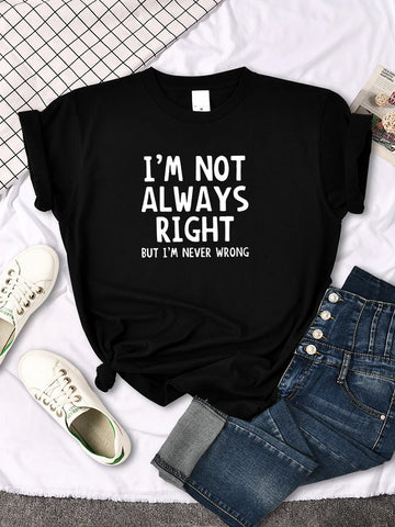 Women's T-Shirt Cool Interesting Letters Printed Tees Female Summer Oversized Tshirt Woman Round Neck Casual Tshirt Tops
