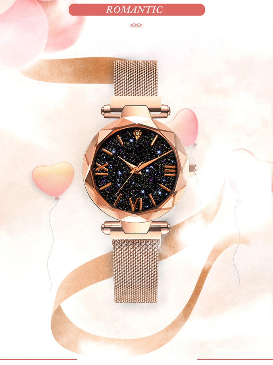 reloj mujer Fashion Starry Sky Women's Watches Magnet Buckle Mesh Belt Diamond Quartz Watch Women Dress Clock relogio feminino