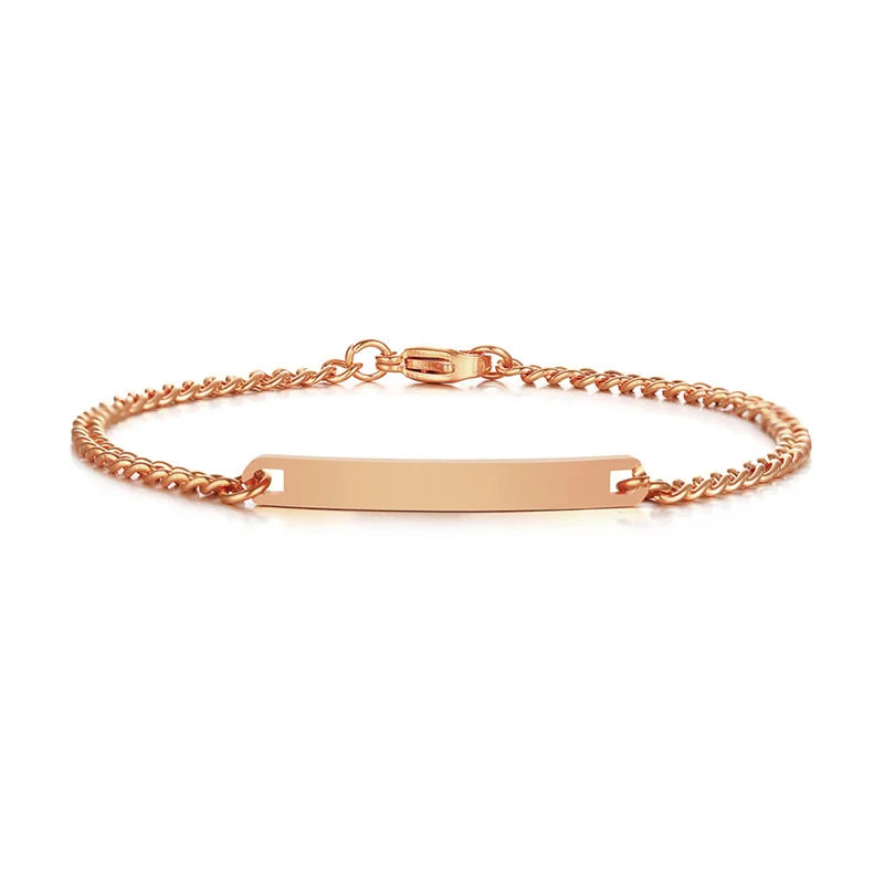 Free Custom Name Bracelet for Women,Stainless Steel Link Chain Bracelet,Elegant Personalized ID Bar Bracelets,Chic Jewelry Gifts