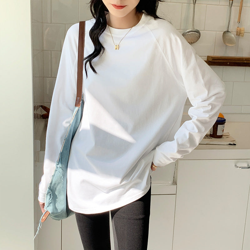 German velvet white base shirt women's autumn oriental style with long-sleeved T-shirt women's Korean round neck versatile layered top