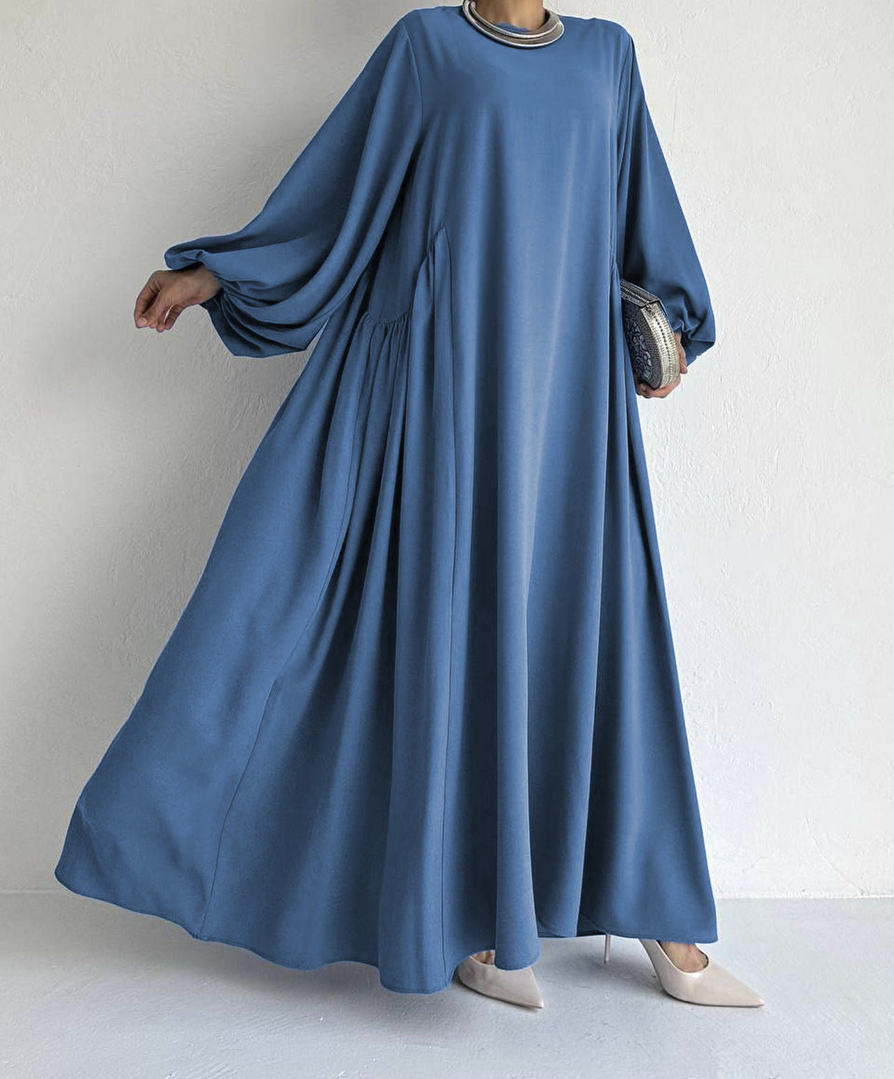 New Women Muslim Dresses Fashion Simple Solid Abaya Ramadan Caftan Elegant Female Casual Plain Maxi Dress Modest Dress for Women
