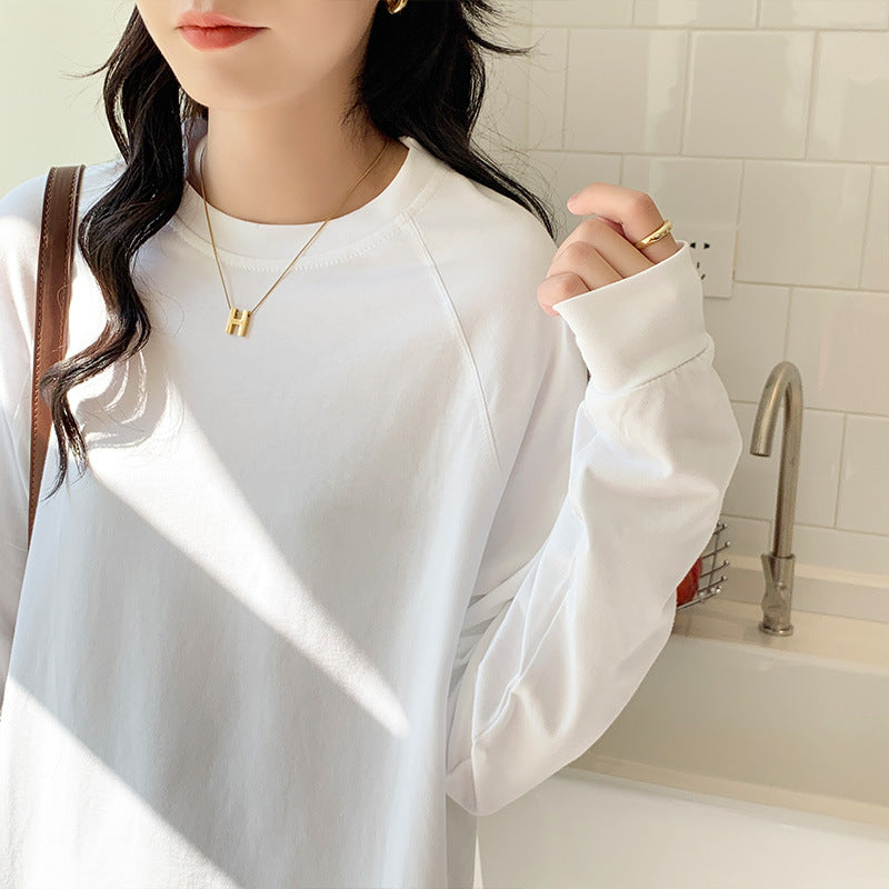 German velvet white base shirt women's autumn oriental style with long-sleeved T-shirt women's Korean round neck versatile layered top