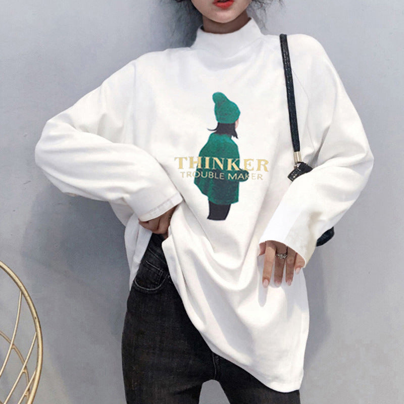 Wholesale German velvet base shirt women's semi-turtleneck with autumn and winter 2025 new mid-length fleece T-shirt women's long sleeves