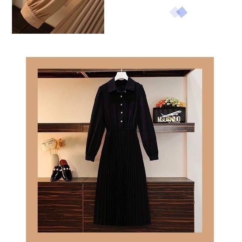 2024 Autumn New Western-style Two-Piece Women's Waist Slimming Mid-Length Shirt Dress Fashion Color-blocking Korean Vest