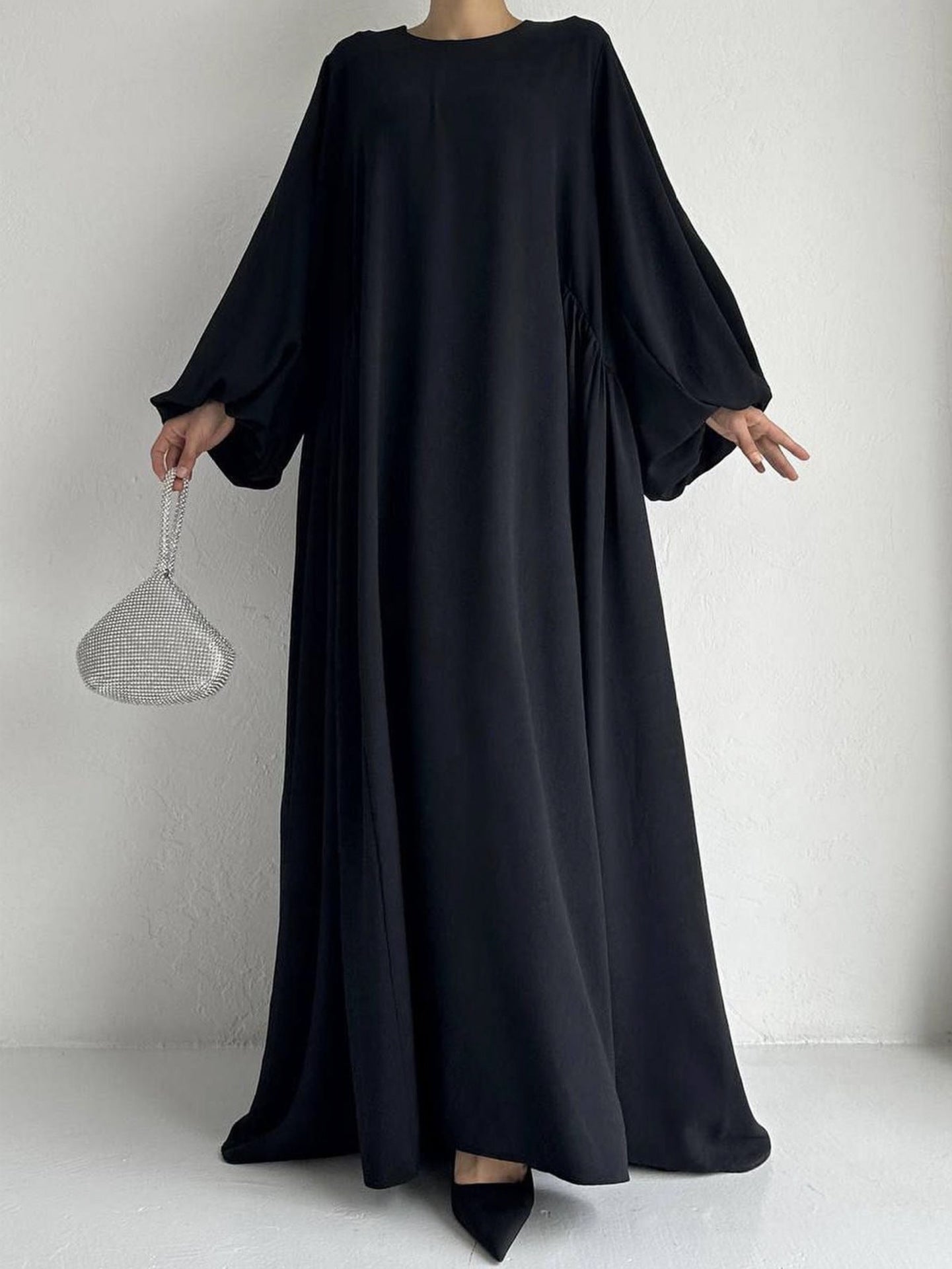 New Women Muslim Dresses Fashion Simple Solid Abaya Ramadan Caftan Elegant Female Casual Plain Maxi Dress Modest Dress for Women