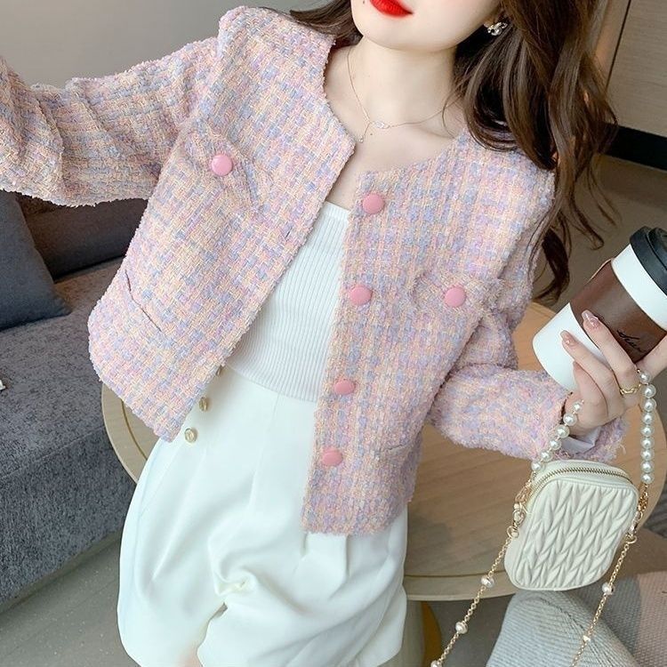 Xiao Xiangfeng short Korean version of women's boutique tops in spring and autumn new long-sleeved celebrity high-end French thin jacket