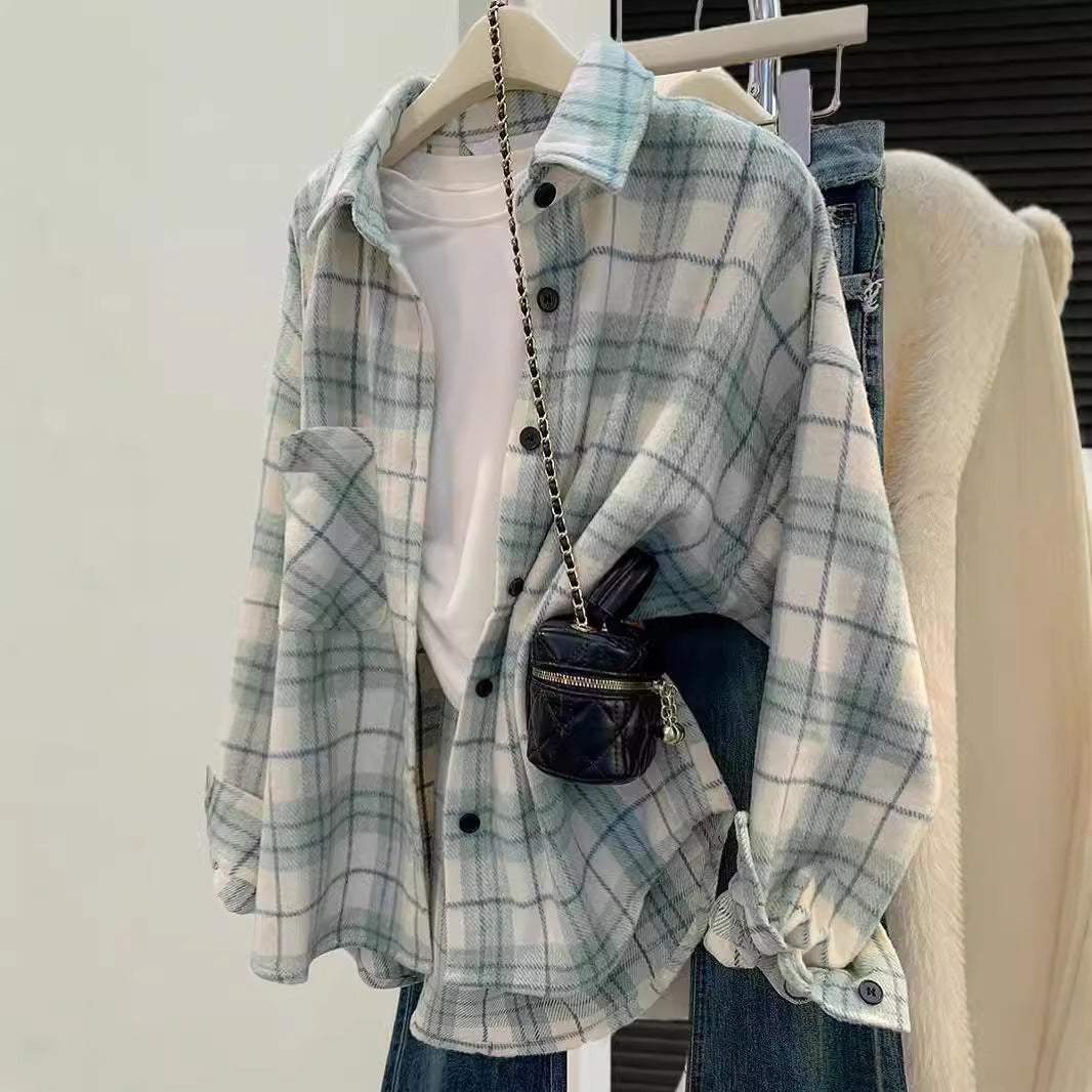 JGIRL Mori Green Brushed Plaid Shirt - Danah M