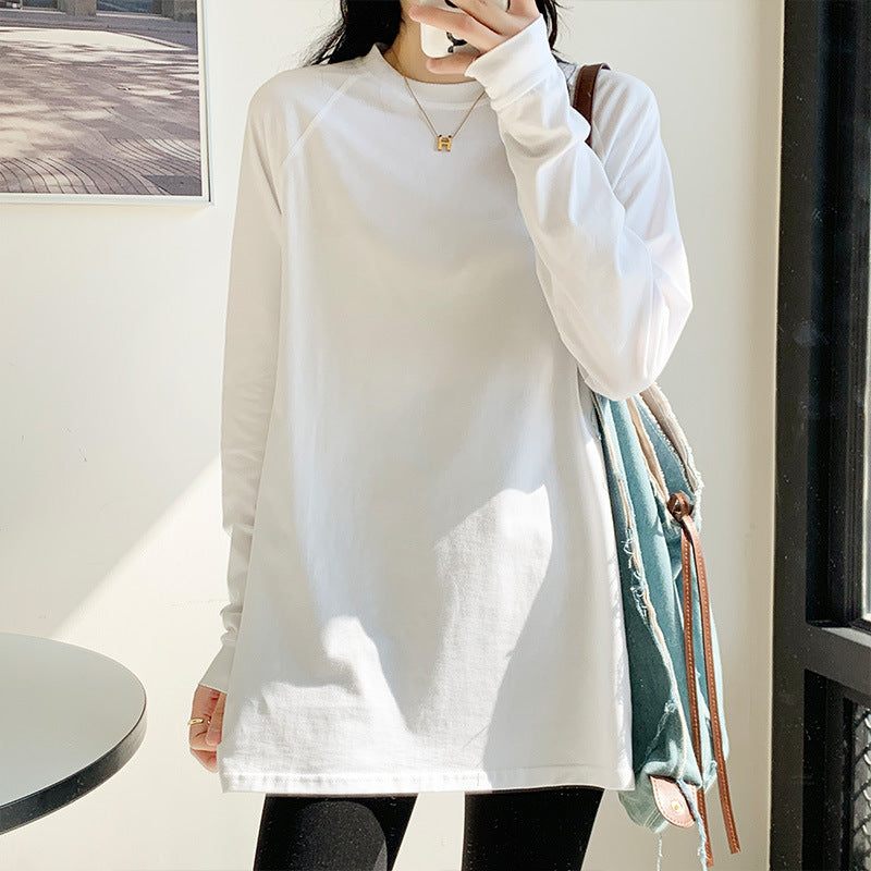 German velvet white base shirt women's autumn oriental style with long-sleeved T-shirt women's Korean round neck versatile layered top