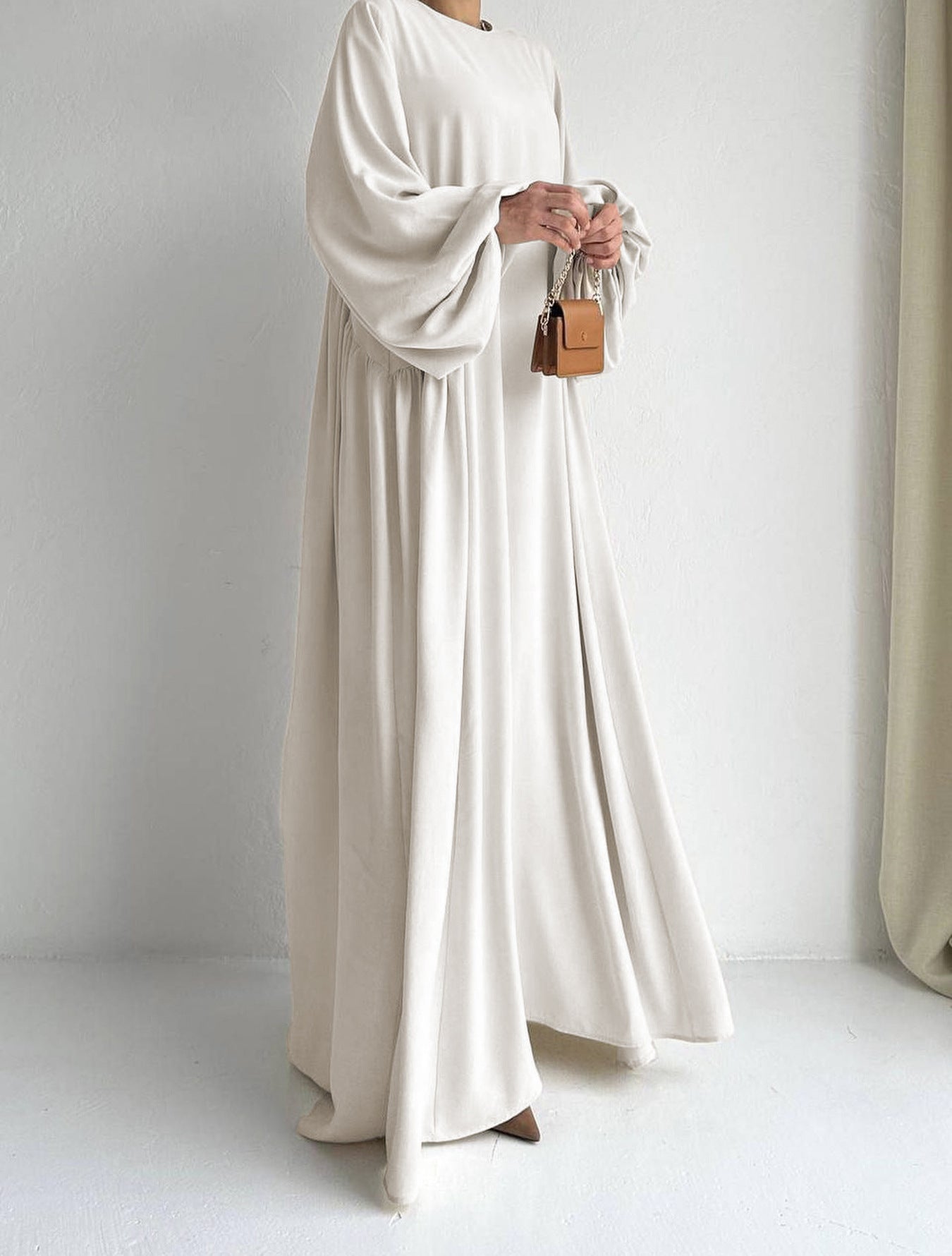 New Women Muslim Dresses Fashion Simple Solid Abaya Ramadan Caftan Elegant Female Casual Plain Maxi Dress Modest Dress for Women