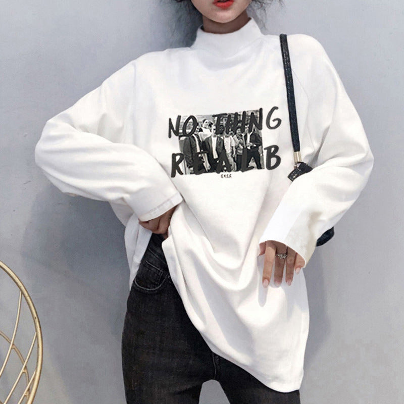 Wholesale German velvet base shirt women's semi-turtleneck with autumn and winter 2025 new mid-length fleece T-shirt women's long sleeves