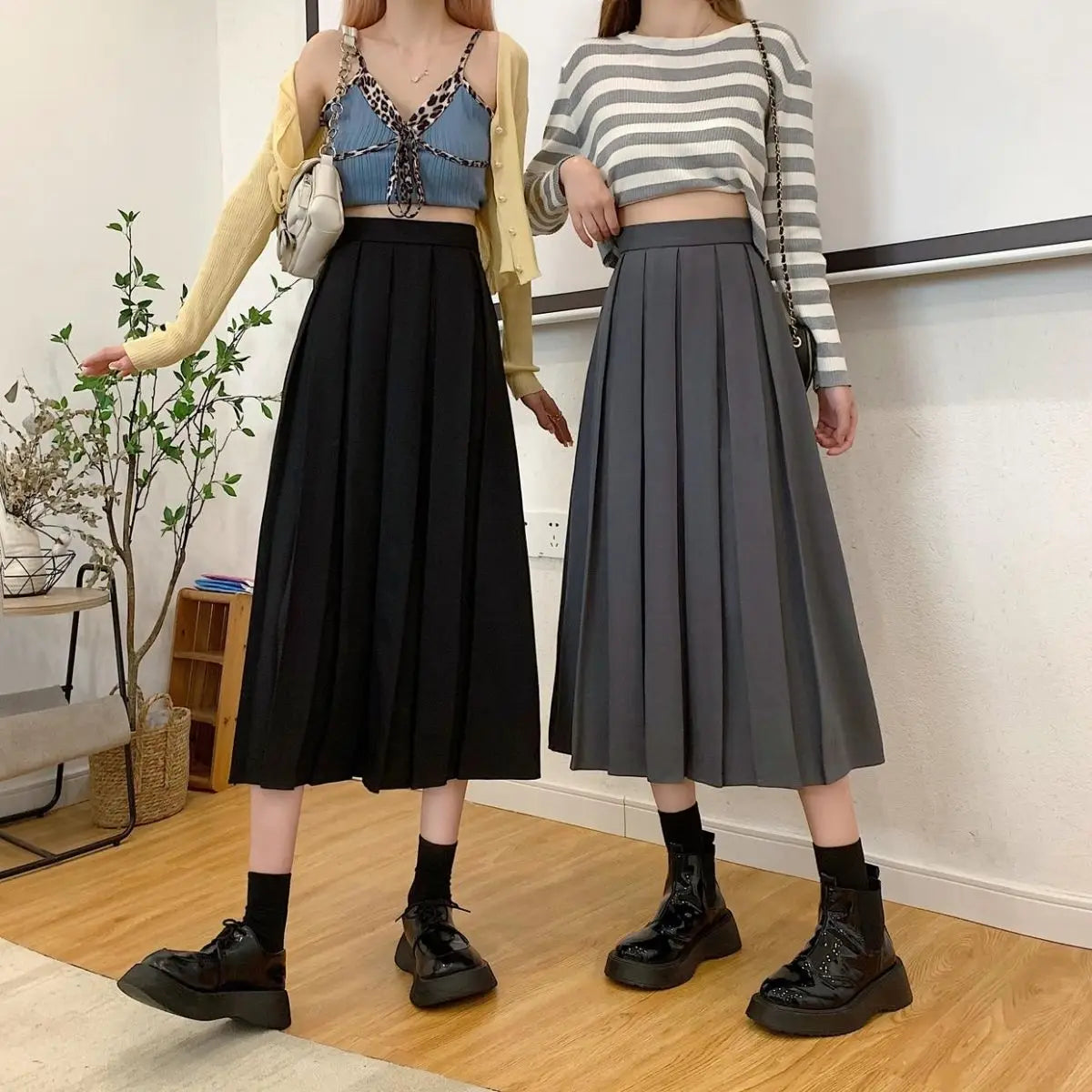 Modest Skirts for Women  Korean Style Long Black Skirt Women's Pleated Skirt Long Skirts for Women Fashion 2023 Dazy  A-LINE