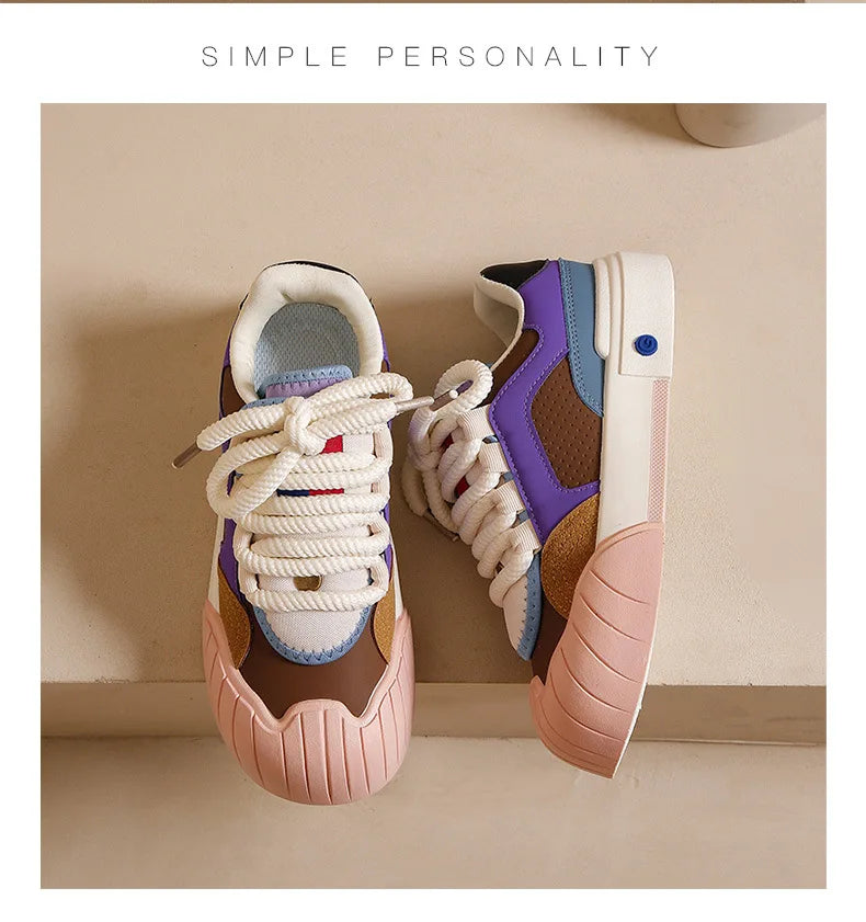 Women's Shoes Versatile Biscuit Shoes Trend Women's Sneaker Comfortable Breathable Non-slip Wear-resistant Casual Sports Shoes
