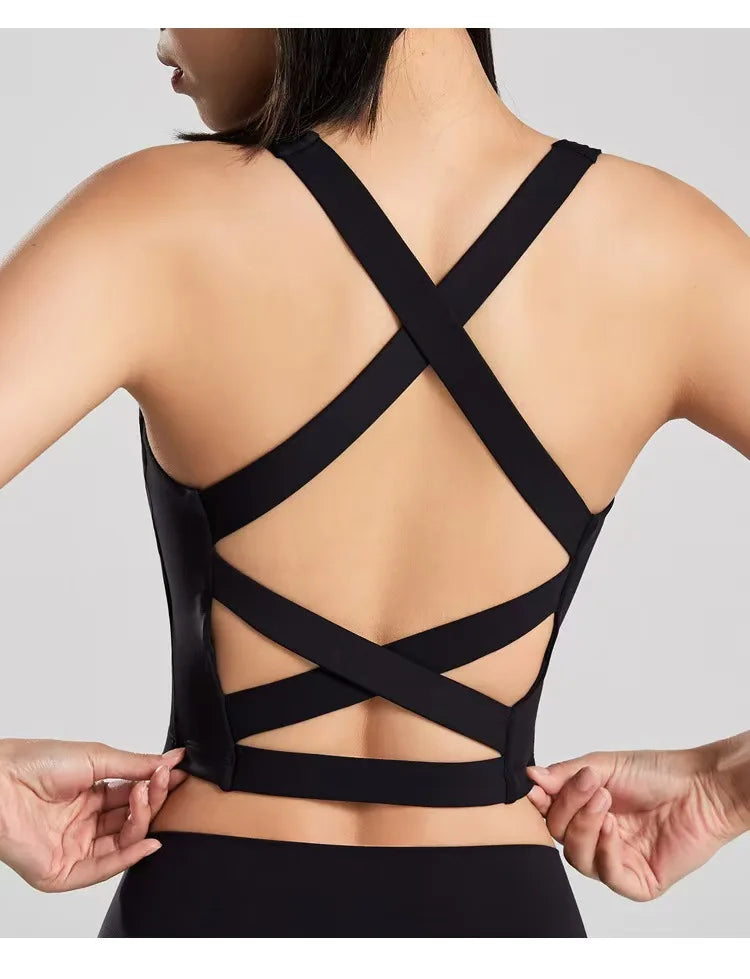 High-intensity Sports Underwear for Women Cross Fitness Vest Shockproof Yoga Training Breasts Bra Pilates Beautiful Back Suit