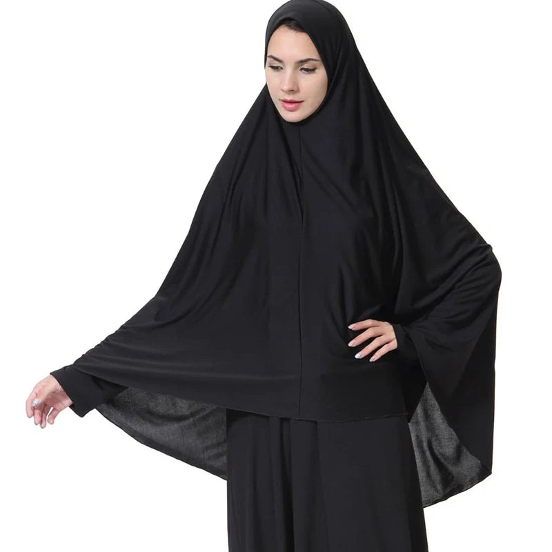 Women's Elegant Khimar Modest Muslim Islamic Ramadan Soft Lightweight Jersey Hijab Long Scarf Amira Prayer Abaya Jilbab
