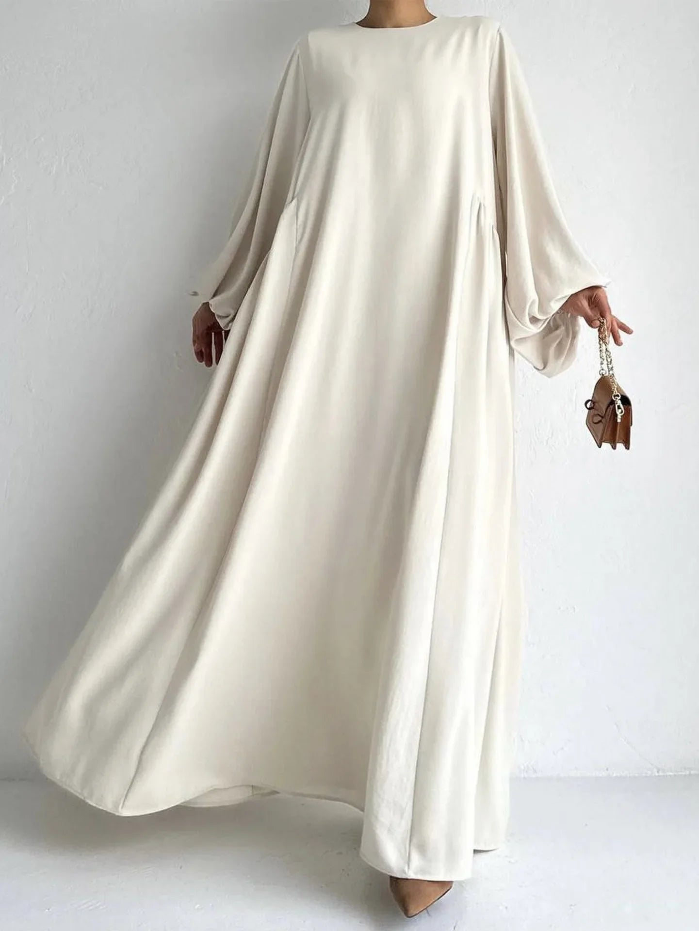 New Women Muslim Dresses Fashion Simple Solid Abaya Ramadan Caftan Elegant Female Casual Plain Maxi Dress Modest Dress for Women