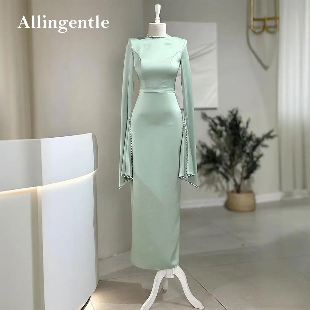 Modest Women's Evening Dresses Maxi O-Neck Long Flare Sleeve Dubai Dress Mermaid Prom Dress Customized فساتين سهر