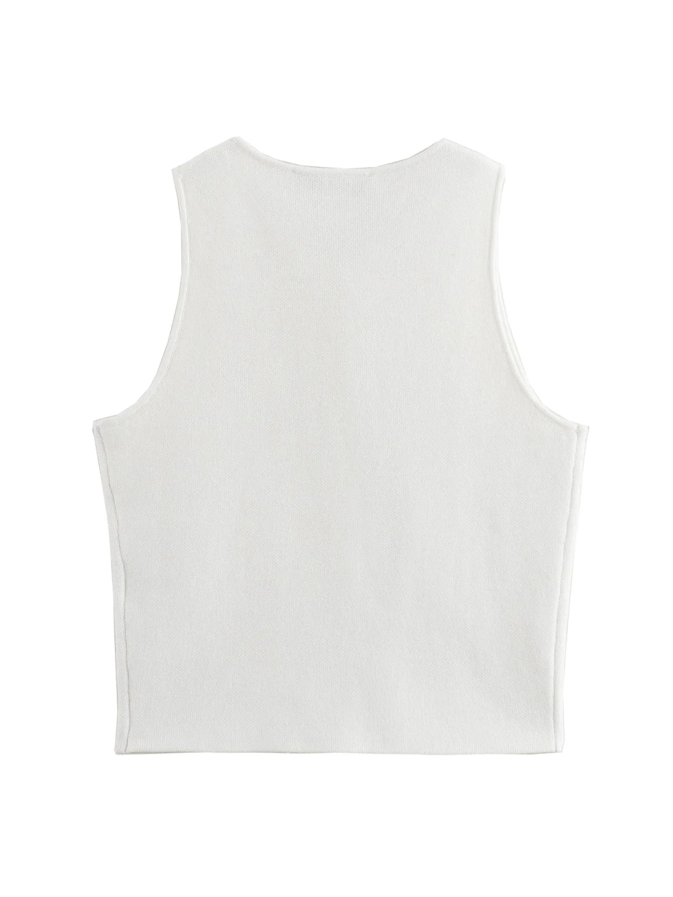 TRAF Female Sweater Vest Cropped Knit Vest Woman Sleeveless White Blue Vest Women Autumn Button Slim Yellow Pink Knitted Vests
