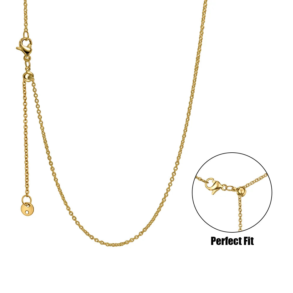 New 925 Sterling Silver Simple Necklace Gold Silver Rose Gold Premium Bare Chain For Women Valentine's Birthday Gift DIY Jewelry