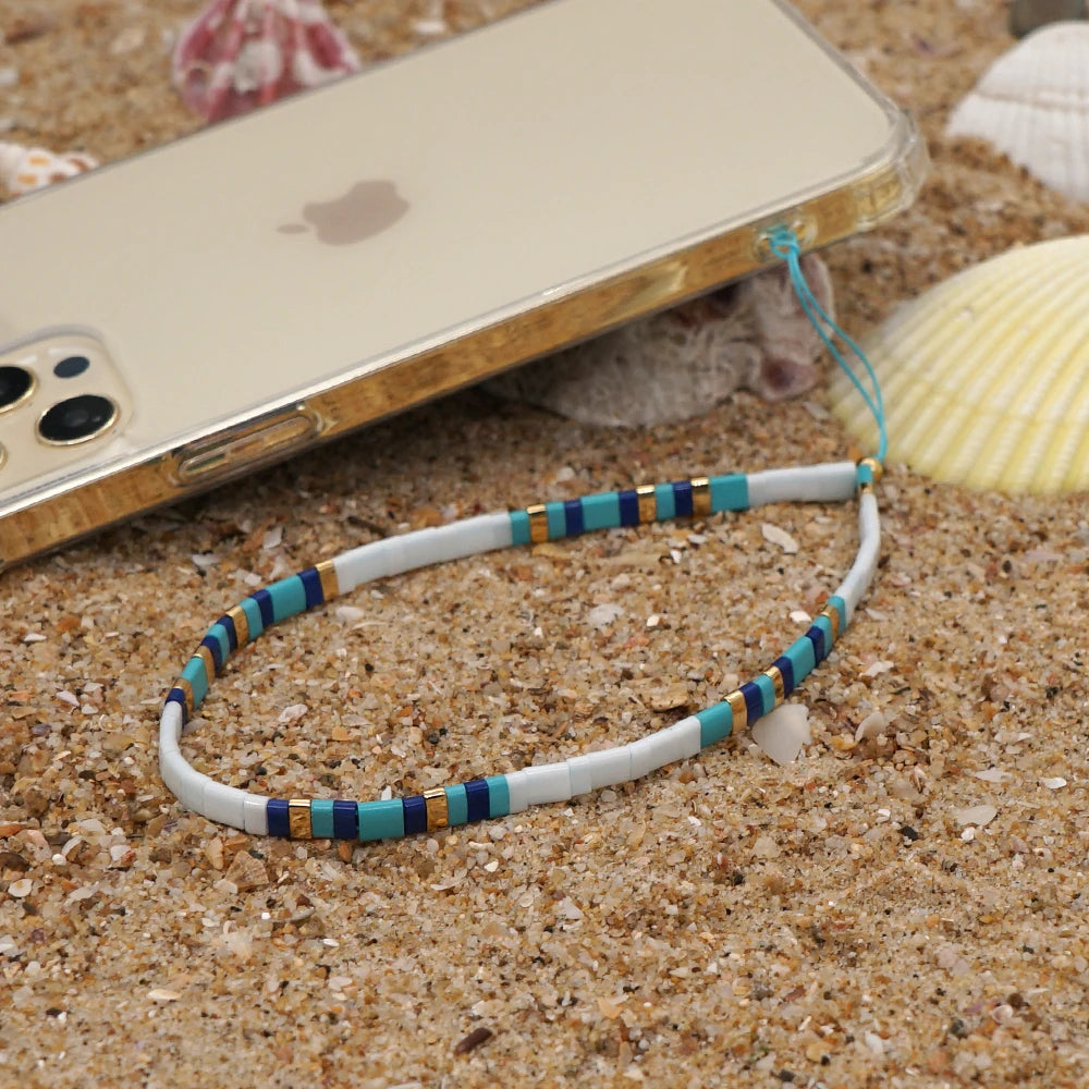 Clay Solid Color Mobile Phone Charm Phone Strap Lanyard Imitation Pearl Rope Cellphone Chains for Women Fashion Accessories