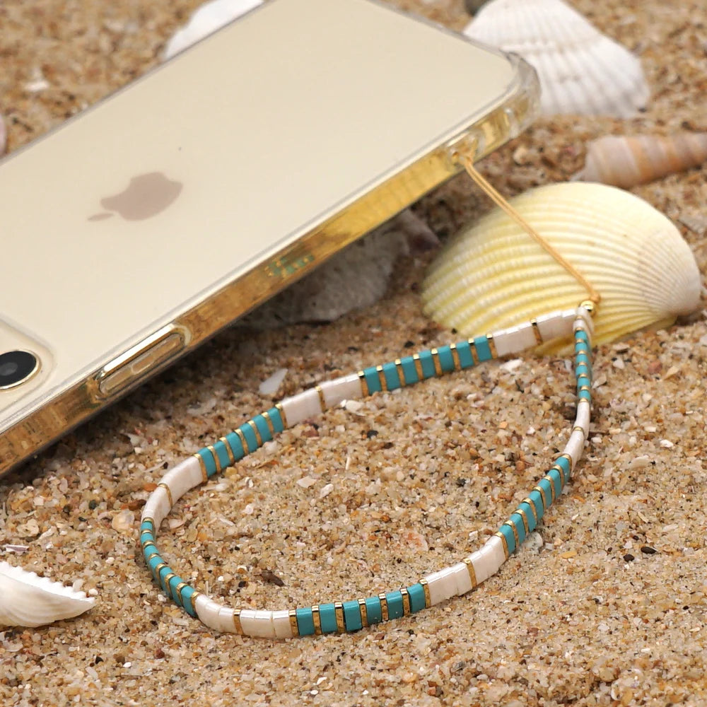 Clay Solid Color Mobile Phone Charm Phone Strap Lanyard Imitation Pearl Rope Cellphone Chains for Women Fashion Accessories
