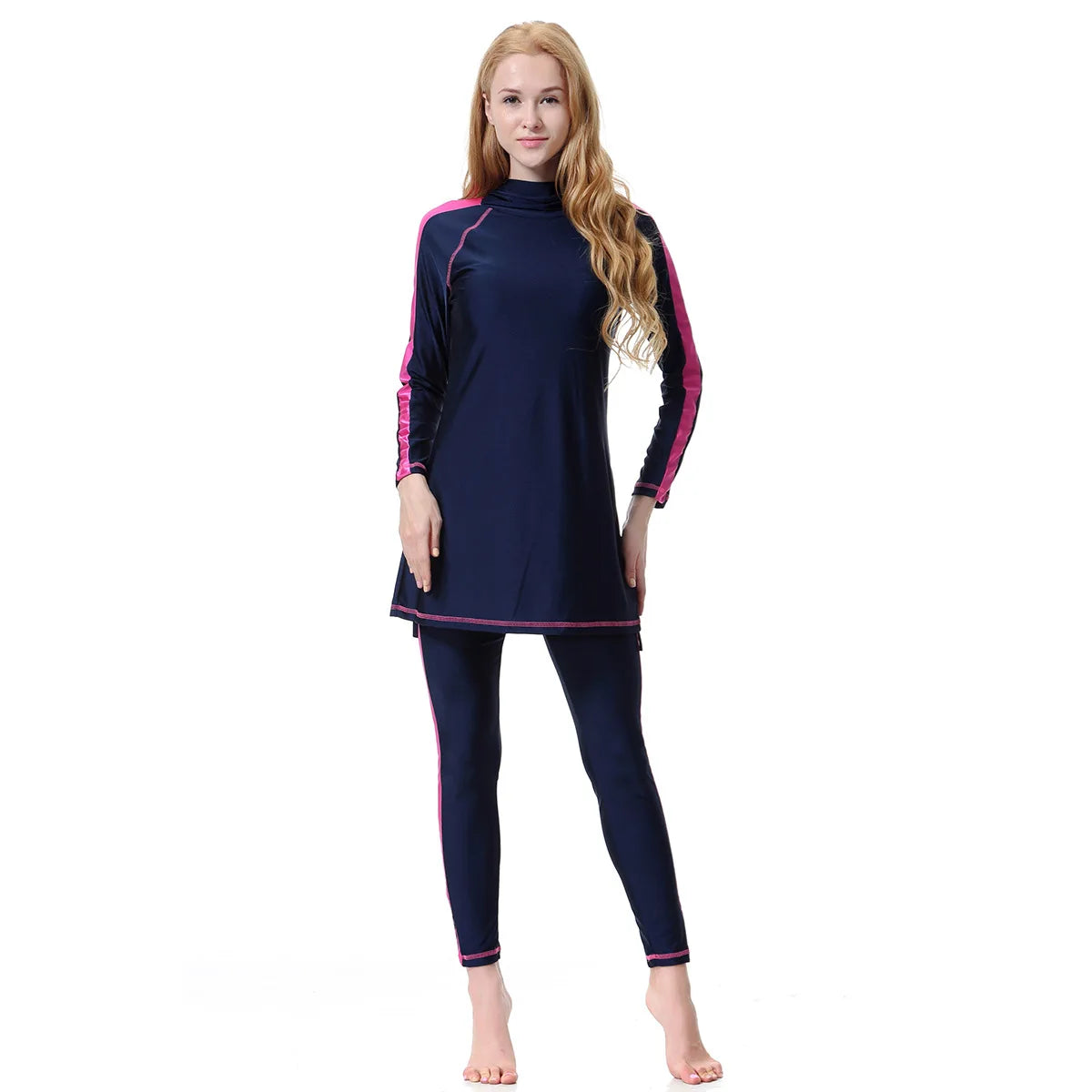 Muslim Modest Burkini Women Long Sleeve Print Swimwear Full Cover Swimsuit Islamic Bathing Suit Beachwear Swimming Costumes Set