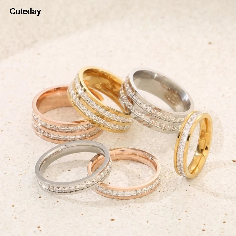 2024 Nwe Stainless Steel 18 K Gold Plated Sun Rings for Women Natural Stone Inlaid in Hollow Metal Texture Ring Trendy Jewelry