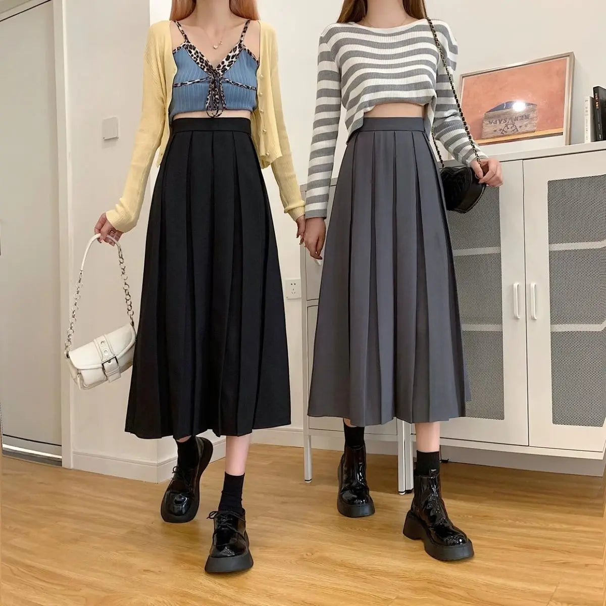 Modest Skirts for Women  Korean Style Long Black Skirt Women's Pleated Skirt Long Skirts for Women Fashion 2023 Dazy  A-LINE