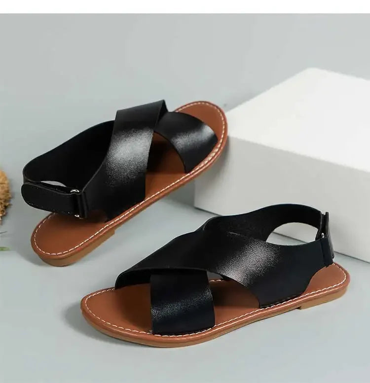 Women's Sandals 2025 Summer Women Flat Shoes Soft Pu Leather Sandalias De Mujer Summer Sandals Women Beach Footwear
