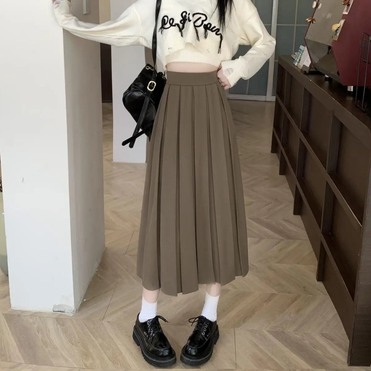 Modest Skirts for Women  Korean Style Long Black Skirt Women's Pleated Skirt Long Skirts for Women Fashion 2023 Dazy  A-LINE