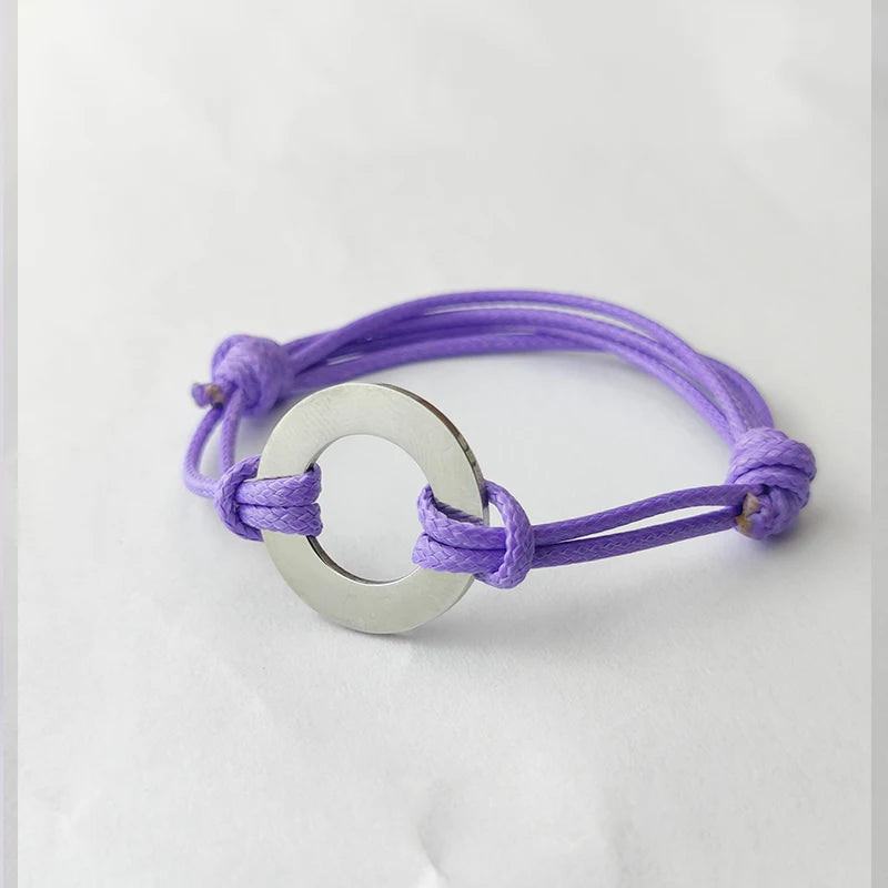 Personalized Rope Bracelet for Women  12 colors Adjustable Custom Name Disc Lettering  Stainless Steel Bracelet For Her
