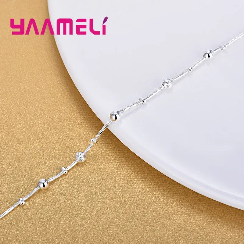 Trendy Women Foot Chains Adjustable Mujer Charm 925 Sterling Silver Anklets Bohemia Jewelry Summer Holiday Design