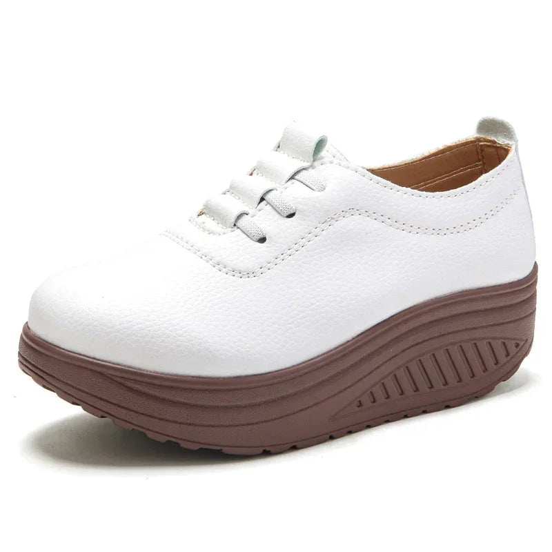Women's Sneakers PU Leather Platform Thick Bottom Casual Walking Vulcanized Shoes Fashion Female Footwear Zapatillas Mujer