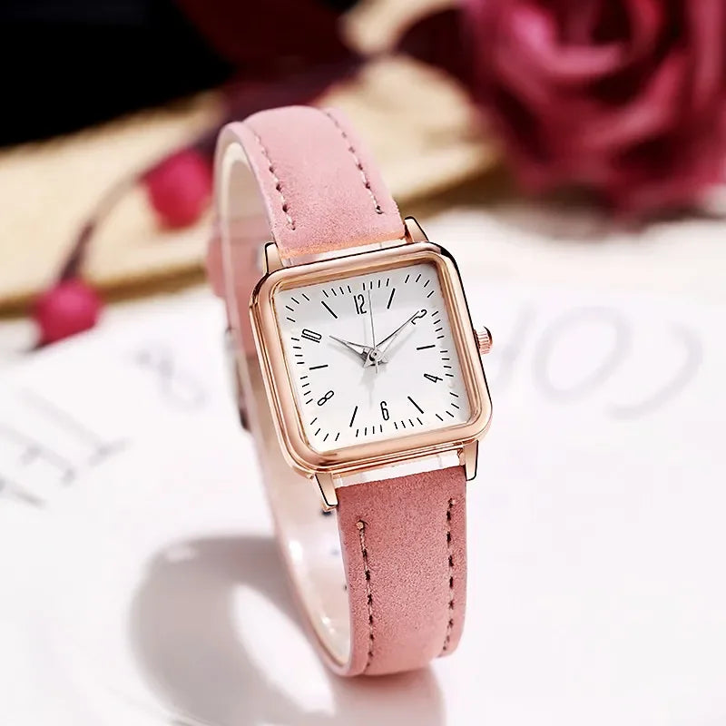 Fashion Simple Quartz watch for Women Reloj Mujer Women's Wristwatches Ladies Red Leather Bussiness Students Casual Watch Relojs