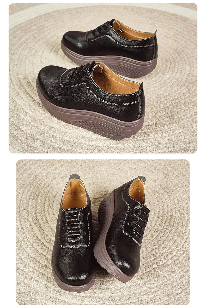 Women's Sneakers PU Leather Platform Thick Bottom Casual Walking Vulcanized Shoes Fashion Female Footwear Zapatillas Mujer