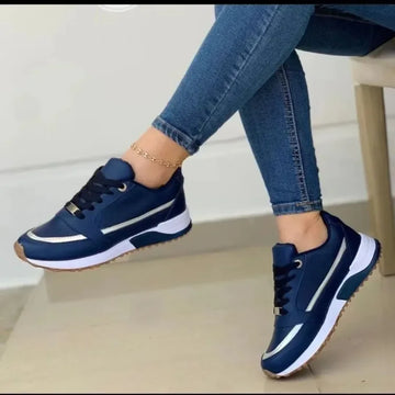 Women's Sneakers Shoes Spring Comfortable and Versatile Casual Single Shoe Platform Lace Up Sneakers Vulcanized Shoes Large Size