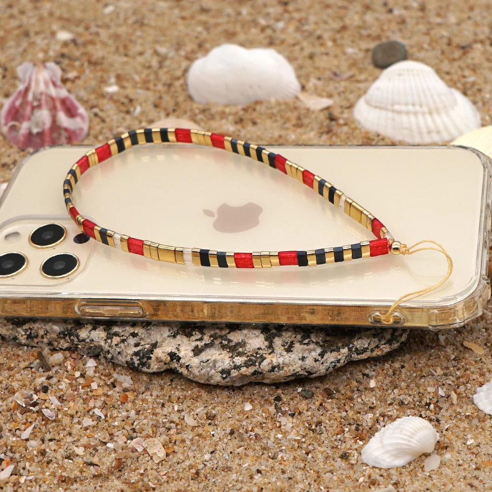 Clay Solid Color Mobile Phone Charm Phone Strap Lanyard Imitation Pearl Rope Cellphone Chains for Women Fashion Accessories