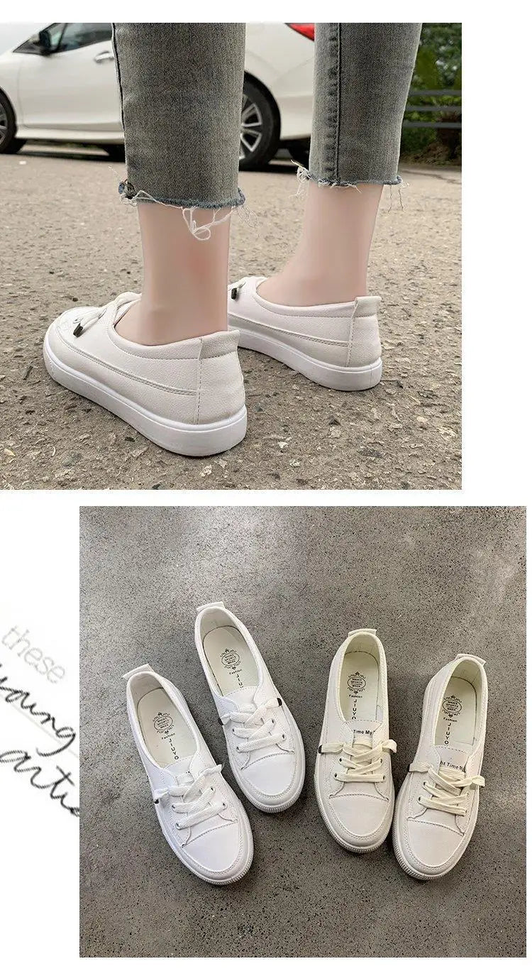 Women's Shoes 2024 New PU Leather Comfortable Casual Sports Shoes Fashionable Versatile Flat White Shoes