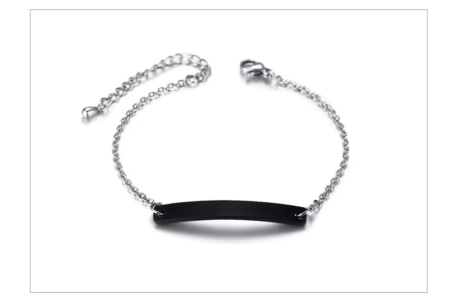 Free Custom Name Bracelet for Women,Stainless Steel Link Chain Bracelet,Elegant Personalized ID Bar Bracelets,Chic Jewelry Gifts