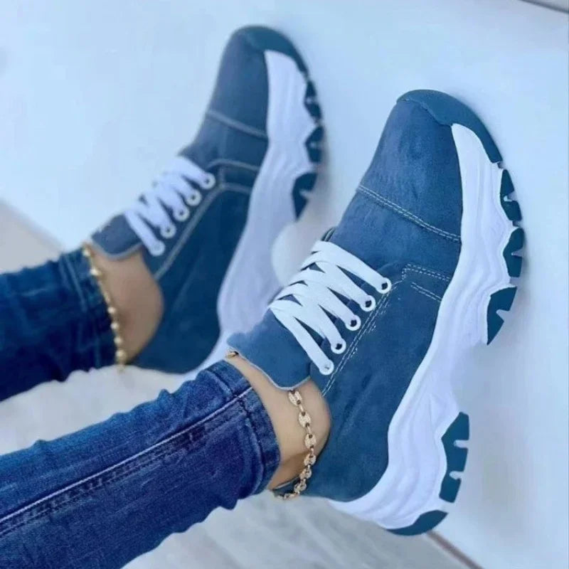 Women Vulcanized Shoes Platform Shoes for Women 2025 Solid Color Suede Womens Sneakers Comfortable Casual Zapatillas Footwear