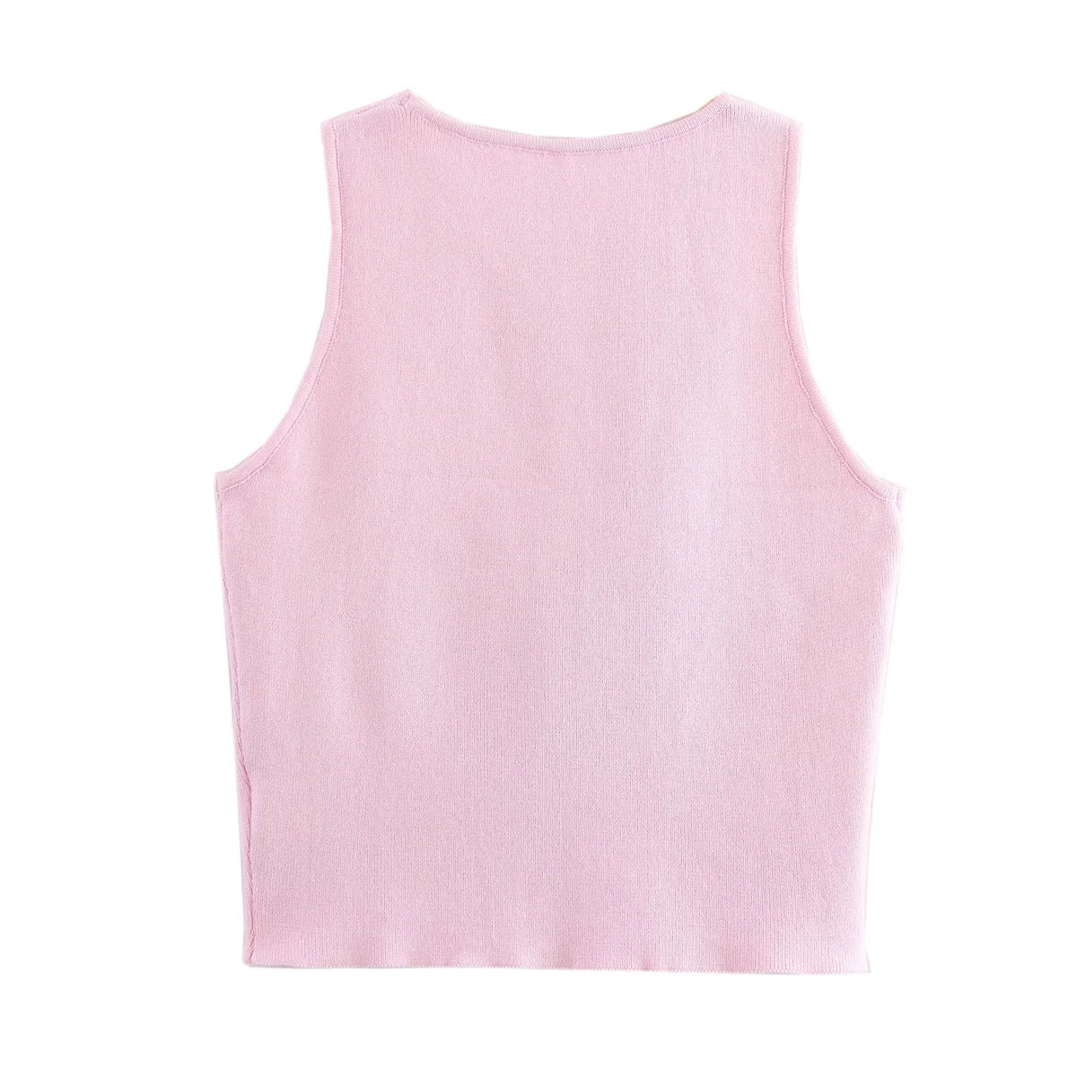 TRAF Female Sweater Vest Cropped Knit Vest Woman Sleeveless White Blue Vest Women Autumn Button Slim Yellow Pink Knitted Vests