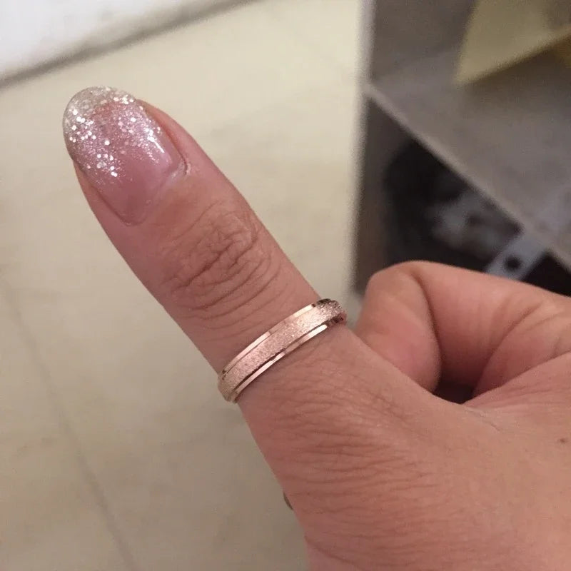 Trendy Rings Stanless Steel Luxury Fashion Titanium Rose Gold Color Frosted Ring Exquisite Women Men Jewelry Wedding Gift Hot
