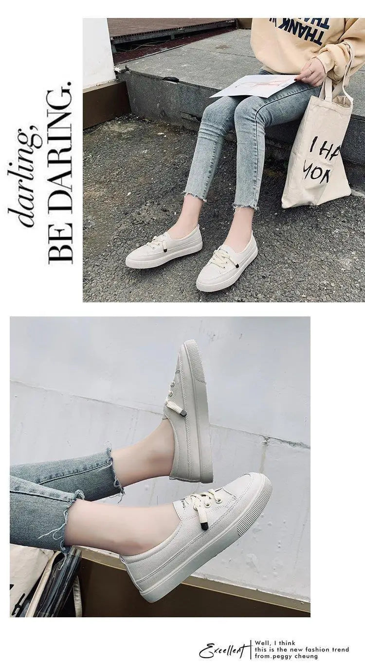 Women's Shoes 2024 New PU Leather Comfortable Casual Sports Shoes Fashionable Versatile Flat White Shoes