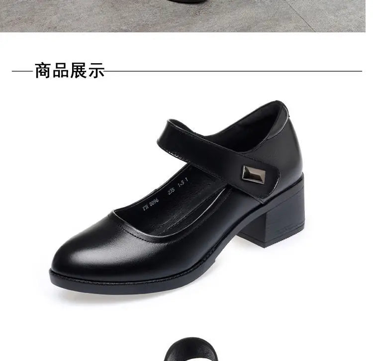 Women's Single Shoes 2025 Summer Breathable Women Pumps Coarse Heel Soft Bottom Work Shoes Casual Comfortable Black Heels Shoes