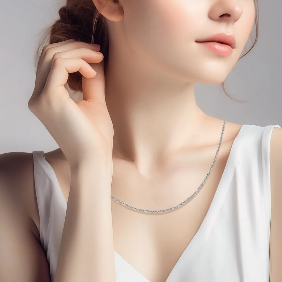 New 925 Sterling Silver Simple Necklace Gold Silver Rose Gold Premium Bare Chain For Women Valentine's Birthday Gift DIY Jewelry