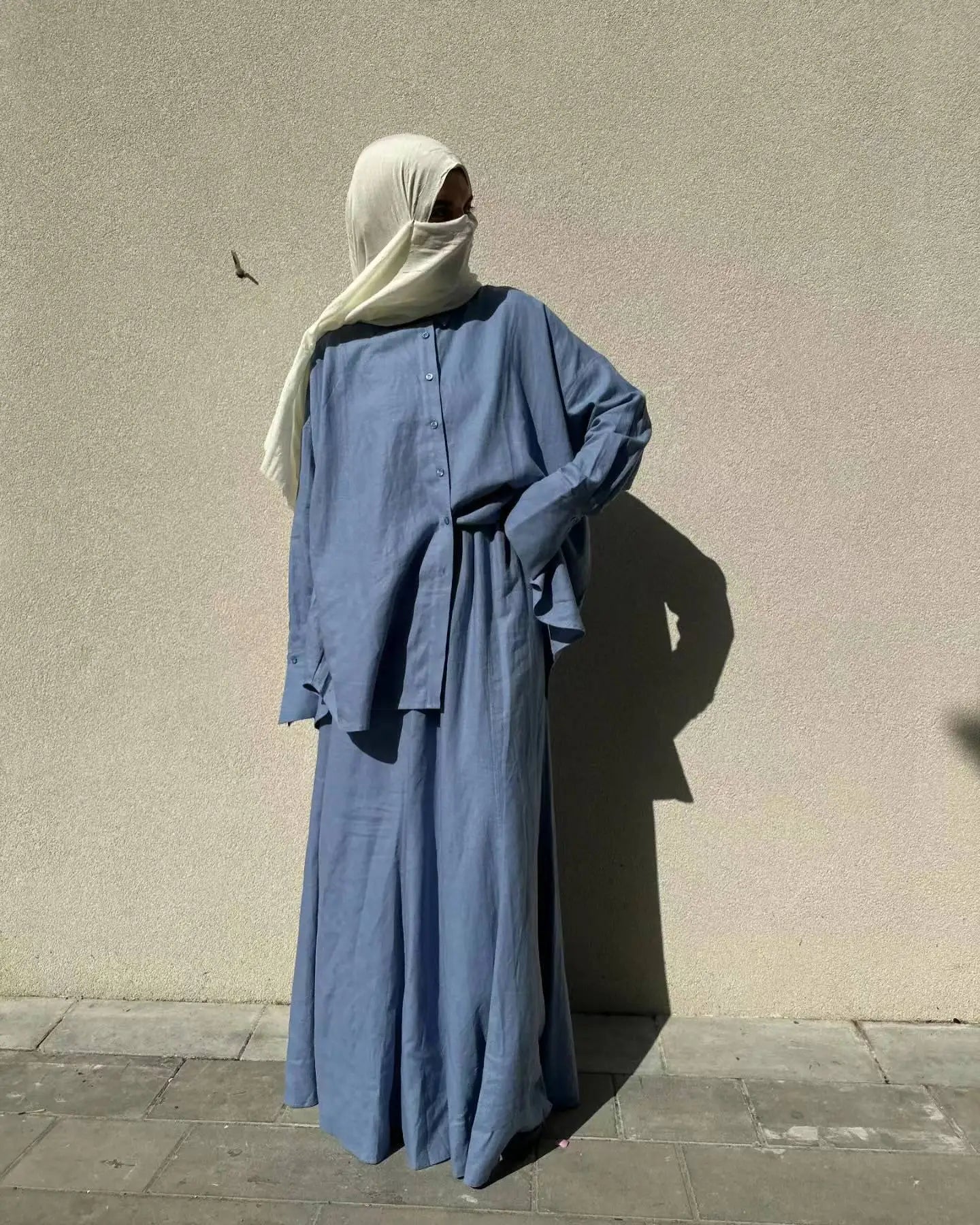 Muslim Women 2 Piece Sets Shirts Skirt Outfits Single Breasted Morocco Dubai Islam Blouse Long Skirts Suit Saudi Modest Ensemble