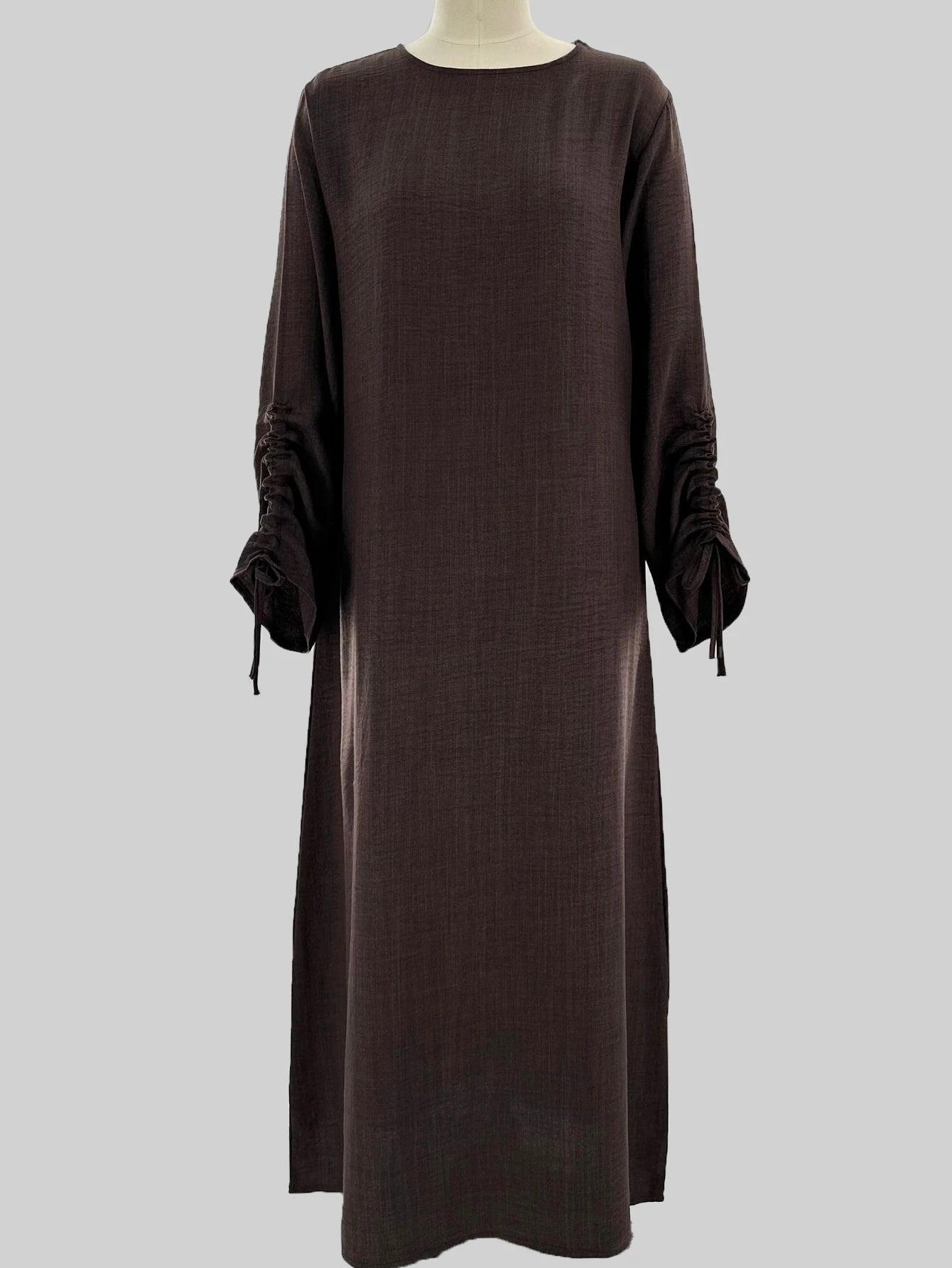 Eid Islamic Modest Dress for Women Abaya Lace-up Sleeve Morocco Casual Ramadan Vestidos Prayer Kaftan Dubai Muslim Long Robe