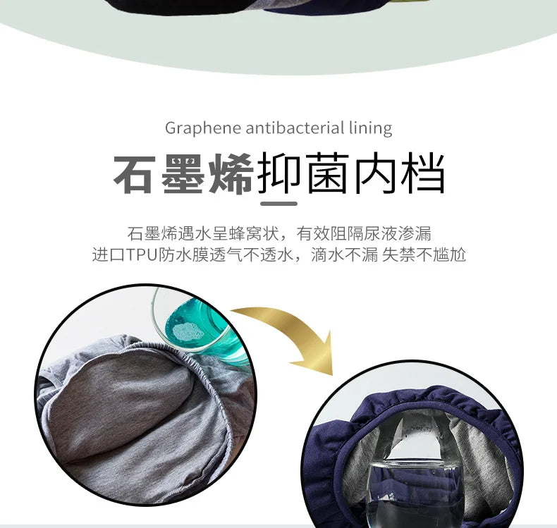 Man Woman Functional Underwear for Adults Graphene Antibacterial Leakage Proof Cotton Super Absorbent Pants Middle-Aged Elderly