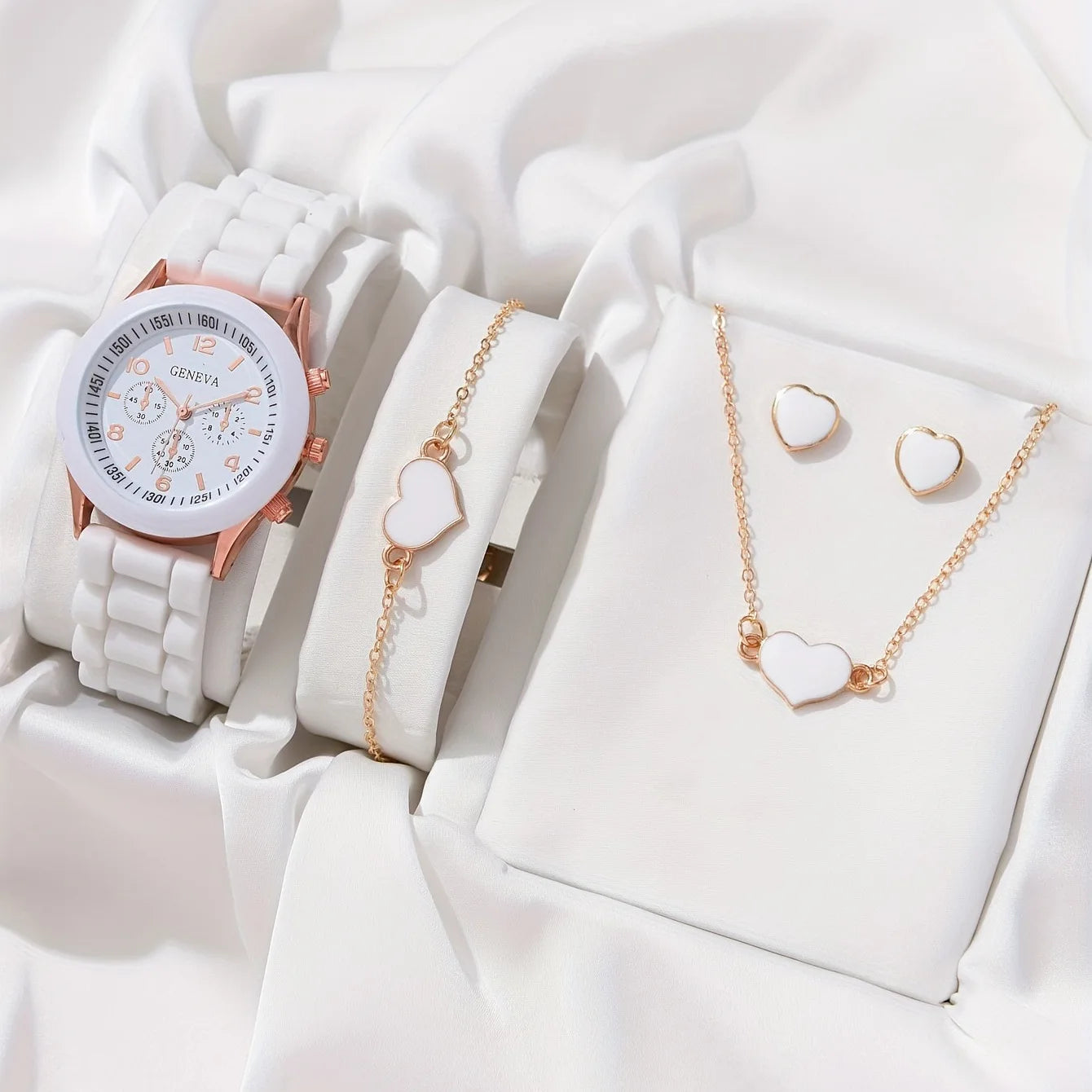 Luxury Watch Women Necklace Earrings Bracelet Set Watches Butterfly Silicone Strap Ladies Quartz Wristwatch Bracelet No Box