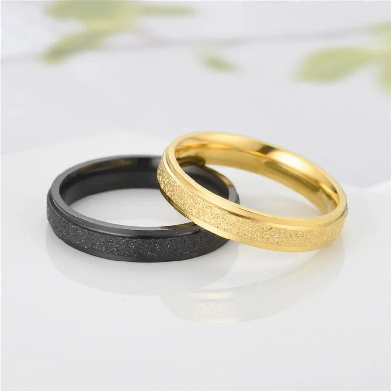 Trendy Rings Stanless Steel Luxury Fashion Titanium Rose Gold Color Frosted Ring Exquisite Women Men Jewelry Wedding Gift Hot