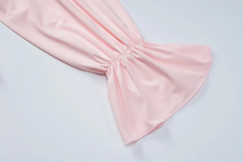 Woman Clothes Sexy Ruffles High Waist Rompers Short Jumpsuit 2025 Autumn Lace-up Off Shoulder Long Sleeve Pink Playsuit Clubwear